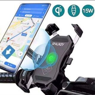 バイク用 ワイヤレス充電 ホルダー 【Qi&USB 2つ充電モード】