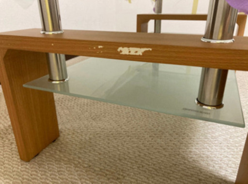 ☆宇都宮市より☆未使用品☆ローテーブル ガラス天板 応接テーブル TEMPERED GLASS 高さ45×横61×縦100cm 購入時約3万円 ②ち