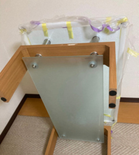 ☆宇都宮市より☆未使用品☆ローテーブル ガラス天板 応接テーブル TEMPERED GLASS 高さ45×横61×縦100cm 購入時約3万円 ②ち