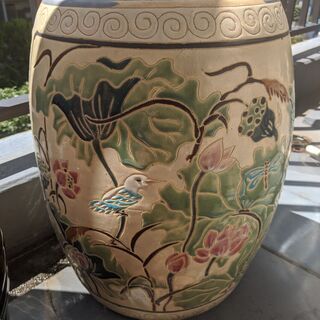 庭 置物 中国柄 スツール 庭インテリアの画像