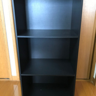【取引中】木製3段カラーボックス、黒、2個セットの画像