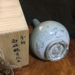 李朝 白磁鶴首花生の画像