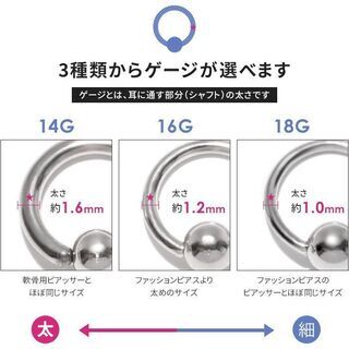 【新品】【サイズ選択可】ボディピアス キャッチ 18G 16G 14G リング 軟骨ピアス リングピアス つけっぱなし サージカルステンレス 金属アレルギー対応 キャプティブビーズリング メンズ レディース ファーストピアス シンプル ボディーピアスの画像