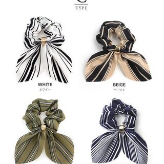【新品】シュシュ 全18色 リボン 大人 軽い ボリューム 大きめ ヘアアクセサリー メタル カジュアル 結婚式 お呼ばれ パーティー 二次会 スカーフ柄 無地 ドット ストライプ ペイズリー 小物の画像