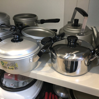 未使用 両手鍋 18㎝ アルミ ステンレス 