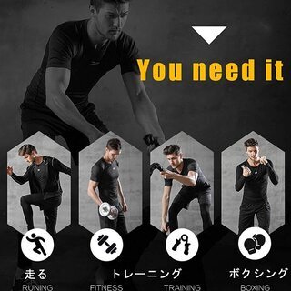 【新品】【サイズ選択可】コンプレッションウェア セット メンズ トレーニングウェア 5点セット 通気防臭 スポーツウェア ランニングウェア パーカー 長袖シャツ 半袖シャツ ハーフパンツ タイツ 吸汗速乾の画像