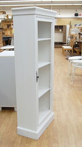 アンティーク調 ブックシェルフ 4段 飾り棚  幅60×奥行29×高さ150cm ディスプレイラック 本棚 シェルフ 白家具 ホワイト