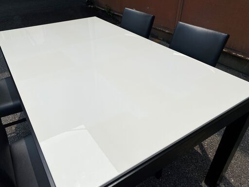 ダイニングテーブルセット テーブル チェア 5点セット 白×黒 展示品 中古品