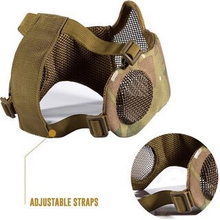 【新品】【全5色】サバゲー サバイバルゲーム 耳保護付き メッシュ フェイスガード ハーフ 曇らないフェイスガード サバゲー装備 コスプレの画像