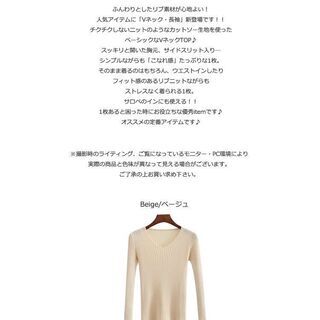 【新品】【選べる6カラー】ニット セーター 長袖 トップス カジュアル 無地 秋 冬 レディース リブ シンプル Vネック リブ 無地 Tシャツ トップス ベーシック FREEサイズの画像