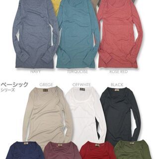 【新品・未開封】【選べる13カラー、3サイズ、2種類】レディース トップス 指穴 カットソー ロング丈 無地 隠れる 大きいサイズ 長袖の画像