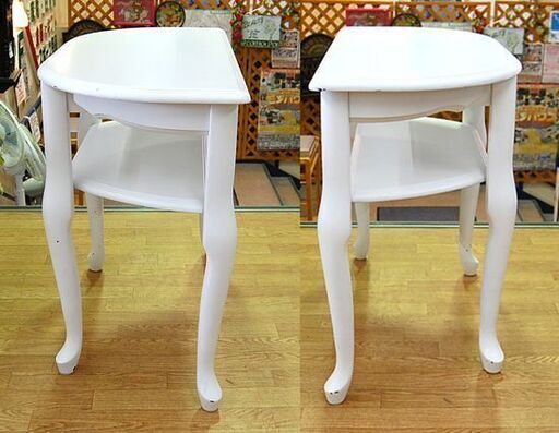 姫系家具 コンソールテーブル 幅80×奥行40.5×高さ68.5cm 猫脚 テーブル カントリー アンティーク ホワイト 白☆ Pay