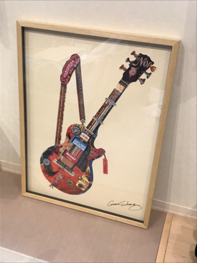 ギター　貼り絵　作者不明