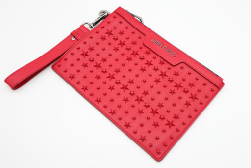 《JIMMY CHOO/スタースタッズ クラッチバッグ》ABランク レッド 美品