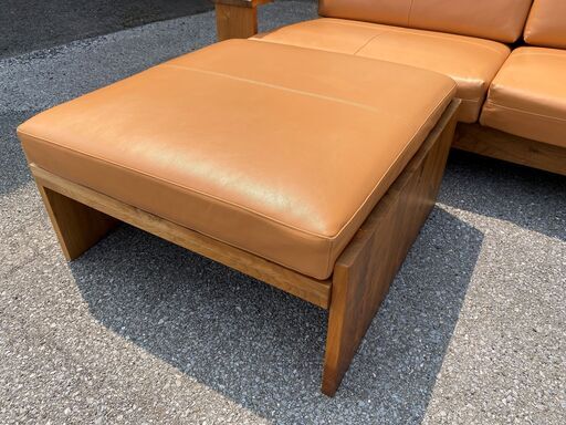 展示品 ソファ 本革 2.0～2.5P 2～3人掛け 茶 オットマン付き 中古品
