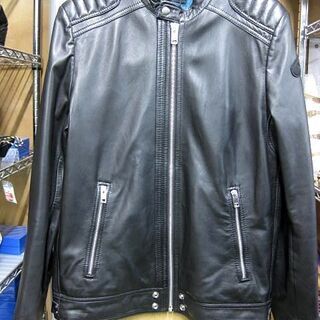 下松)DIESEL ディーゼル ライダースジャケット L-SHIRO レザーブルゾン Lサイズ  ブラック 2958 YSP120 GJ04C