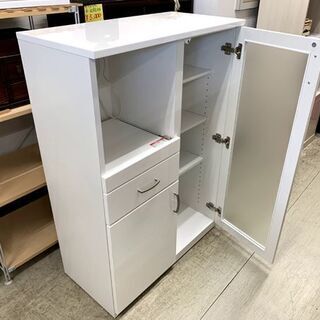 ニトリ ミドルレンジボード 幅80cm ホワイト レンジボード 食器棚 収納