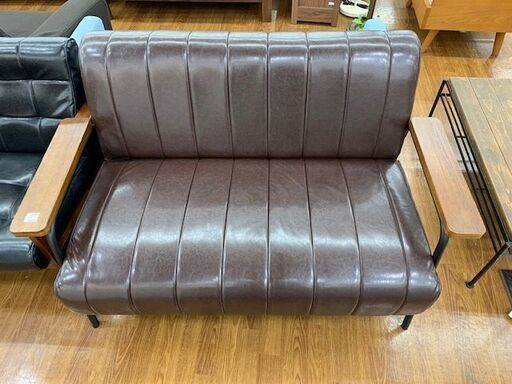 ニトリ　2人掛け合皮ソファー　ブラウン【トレファク所沢店】