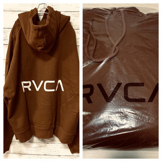 メンズビッグシルエット RVCA バックプリントロゴ プルオーバーパーカーSの画像