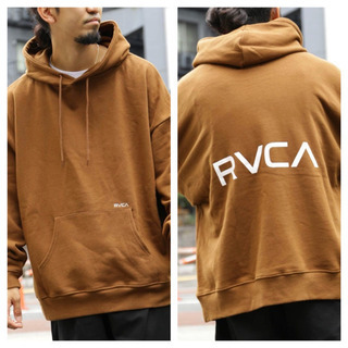 メンズビッグシルエット RVCA バックプリントロゴ プルオーバーパーカーSの画像