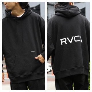 メンズビッグシルエット RVCA バックプリントロゴ プルオーバーパーカーSの画像