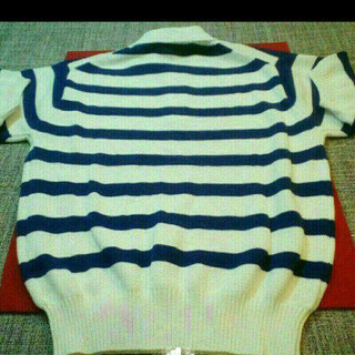 Lacoste・日本製・高級レディース・ポロシャツ・ブルーバイオレットボーダの画像