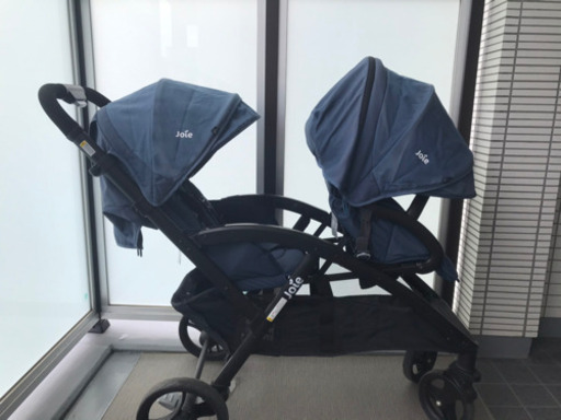 【取引先確定】katoji joie 縦型二人乗りベビーカー　専用レインカバーと説明書付
