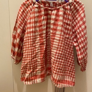 【無印良品】女児90サイズ 長袖ネル素材スモック 綿100%
