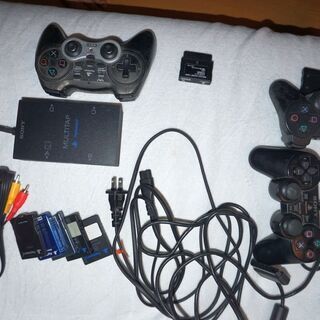 PS2 HDD起動120GB, コントローラ（有線１、無線２）メモカ8MB5本、メモカブート,HDD loader、マルチタップの画像