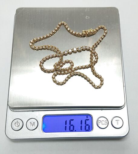 K18　ダイヤモンド　ダイヤ3.00ct以上 テニスネックレス M029