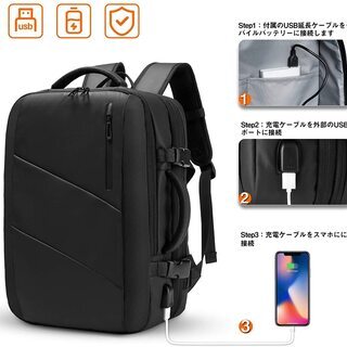 【新品】リュック ビジネスリュック バックパック 高機能　防水 大容量 USB充電ポートの画像