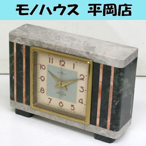 昭和レトロ SEIKOSHA/精工舎 ゼンマイ式 2石 4kg 大理石枠 グレー×ブラック 8日巻 動作品 置時計 インテリア ☆ PayPay(ペイペイ)決済可能 ☆ 札幌市 清田区 平岡