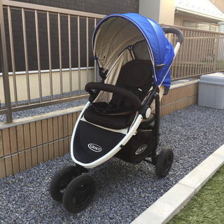 GRACO グレコ シティトレック 3輪ベビーカー 青 レインカ...