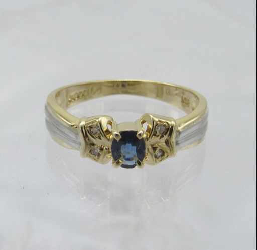 指輪 K18 プラチナPt900 コンビリング１２号　サファイヤ ダイヤ0.02ct 2.78g