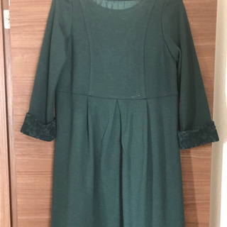 レディース　秋冬ワンピース　緑