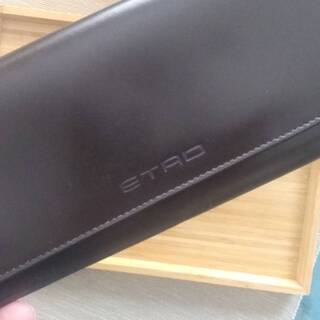 【中古】美品 エトロ ETRO 二つ折り 長財布 ブラウン レザー