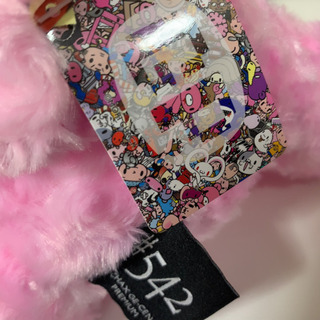 【新品タグ付き】テディグルーミー　モノチェックピンク　大きいぬいぐるみテディーベア調ver.の画像