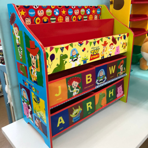 中古品☆トイストーリー☆絵本＆おもちゃお片付けラック♪子供部屋の収納に