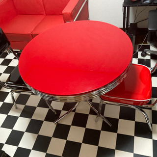 アメリカン　ダイナー風　テーブル　イスの画像