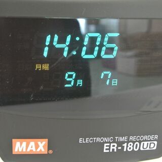 MAX マックス 電子タイムレコーダー ER-180UD 取説・タイムカード10枚付き　オフィス 出勤退勤の画像