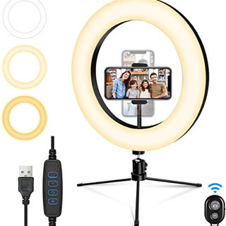 新品★ LED リングライト 撮影照明スマホ用 卓上リモコン 1...