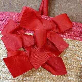 【受付終了】赤リボンの編み鞄の画像