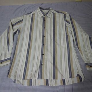 ★古着・美品★　メンズ　ストライプシャツ　Lサイズ