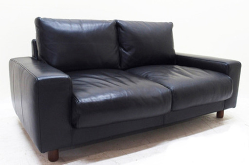 無印良品　16.7万円　1年使用　革張り　2.5人掛け　ブラック　レザーソファ