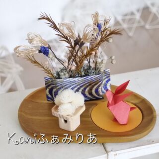 お月見♥季節のプレートアレンジ♥揺れるススキとお月見団子