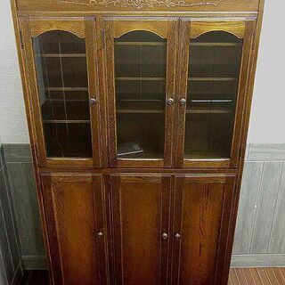 ss0611 木製 食器棚 ガラス扉 アンティーク調 キッチンボード キッチン