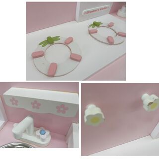ままごとおもちゃ マザーガーデン 野いちごキッチン 鍋2個 イチゴ 台所 木製 ピンク 可愛い mothergarden レトロ 希少 おもちゃ 玩具 オモチャ ペイペイ対応 札幌市西区西野の画像