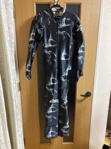 【愛知】asics 競技用レーシングスキーウェア 黒　ブラック
