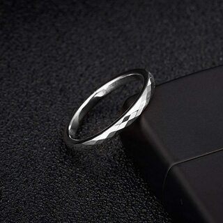 【新品】【選べるサイズ】ユニセックス 男女兼用 リング 指輪 タングステン カットリング レディース 指輪 Ring シルバー 横幅2mm 真空メッキの画像