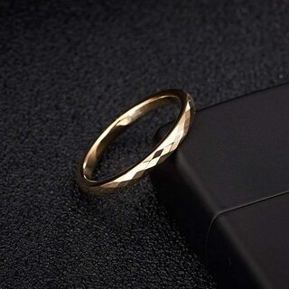 【新品】【選べるサイズ】ユニセックス 男女兼用 リング 指輪 タングステン カットリング レディース 指輪 Ring ゴールド 横幅2mm 真空メッキの画像